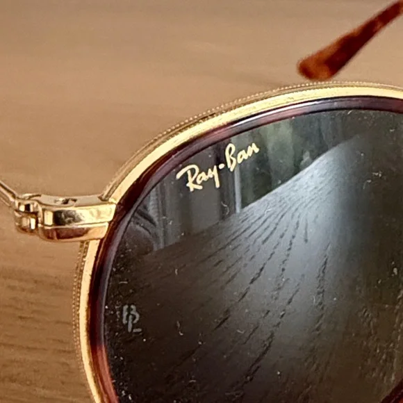 VINTAGE B&L RAY BAN SMALL ROUND METAL WITH TORTOISE W1675 TORTUGA SUNGLASSES - Picture 2 of 8